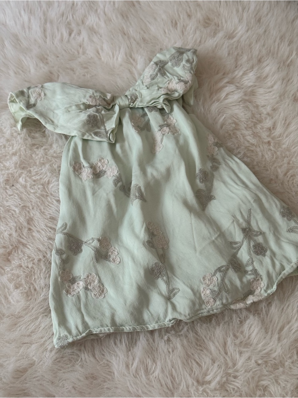 Zara Mint Green Embroidered Floral Toddler Girl Dress